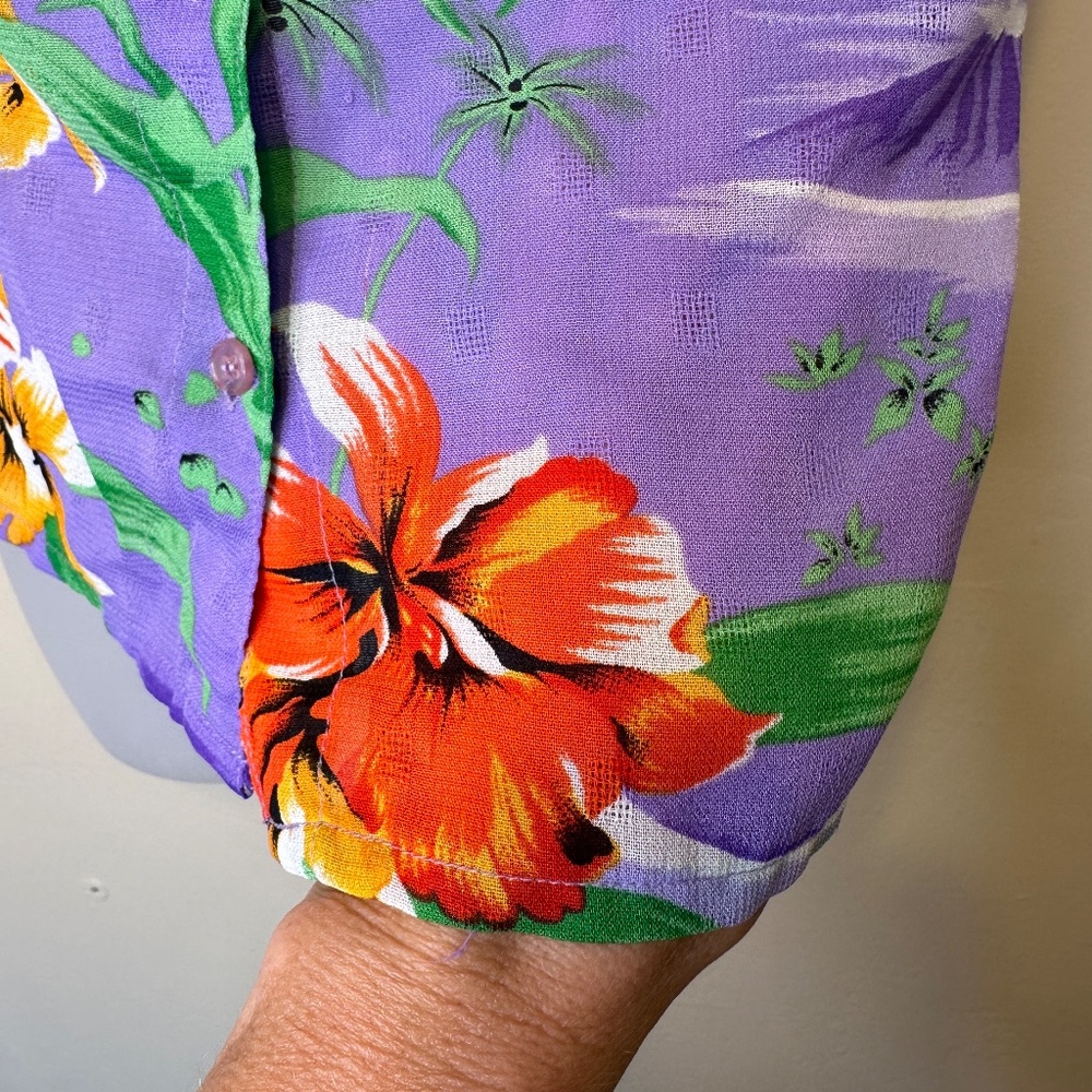 Campus Casuals VTG Hawaii Print Semi Sheer Button Front Tropical Hawaiian Shirt - Picture 8 of 12